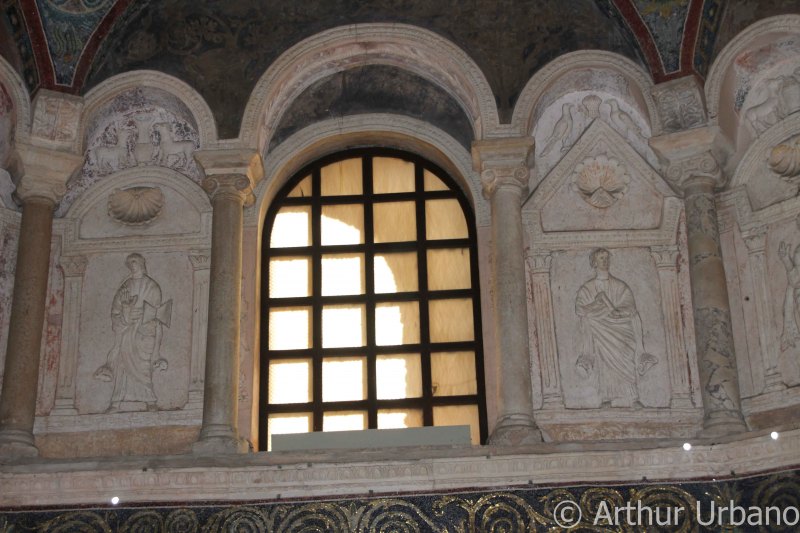 Window with Two Stucco Figures on Either Side, Orthodox Baptistery, Ravenna