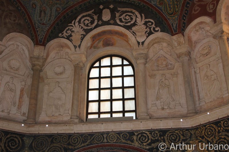 Window with Two Stucco Figures on Either Side, Orthodox Baptistery, Ravenna