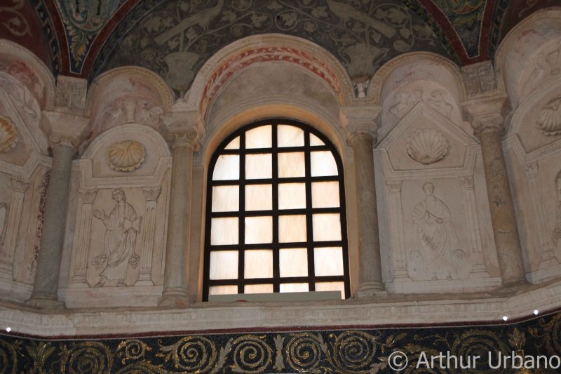 Window with Two Stucco Figures on Either Side, Orthodox Baptistery, Ravenna
