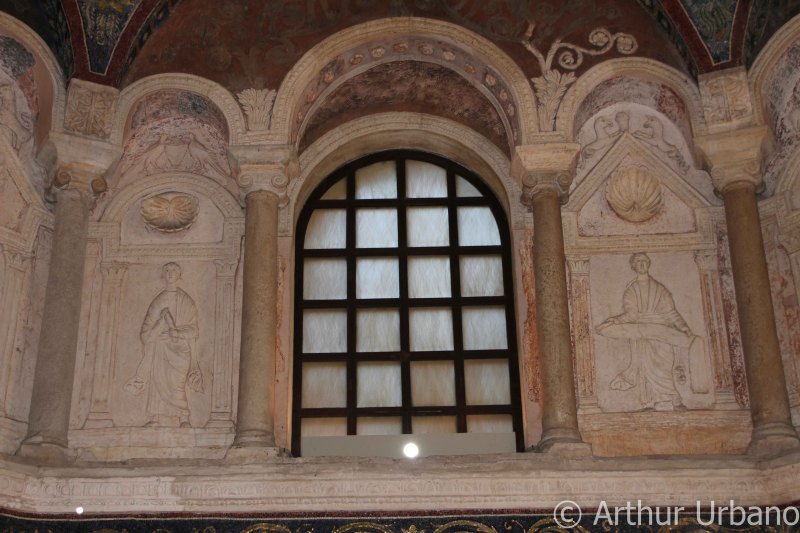 Window with Two Stucco Figures on Either Side, Orthodox Baptistery, Ravenna