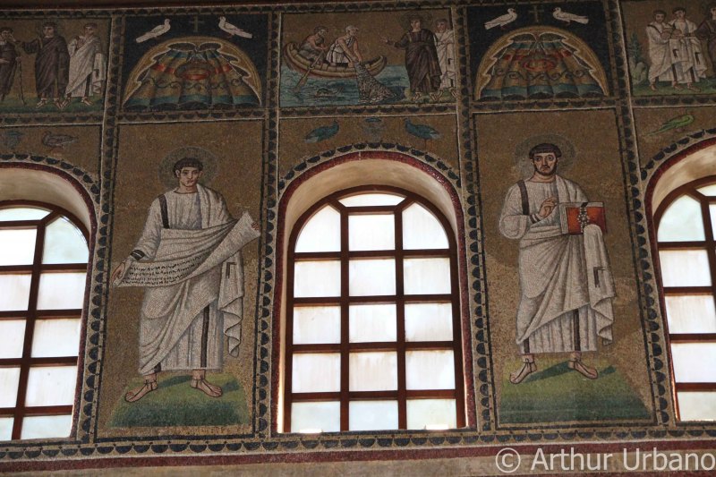 Jesus Heals the Two Blind Men/ The Calling of Peter and Andrew/ The Multiplication of Fishes and Loaves/ Clerestory Regiser Male Figures, Sant'Apollinare Nuovo, Ravenna