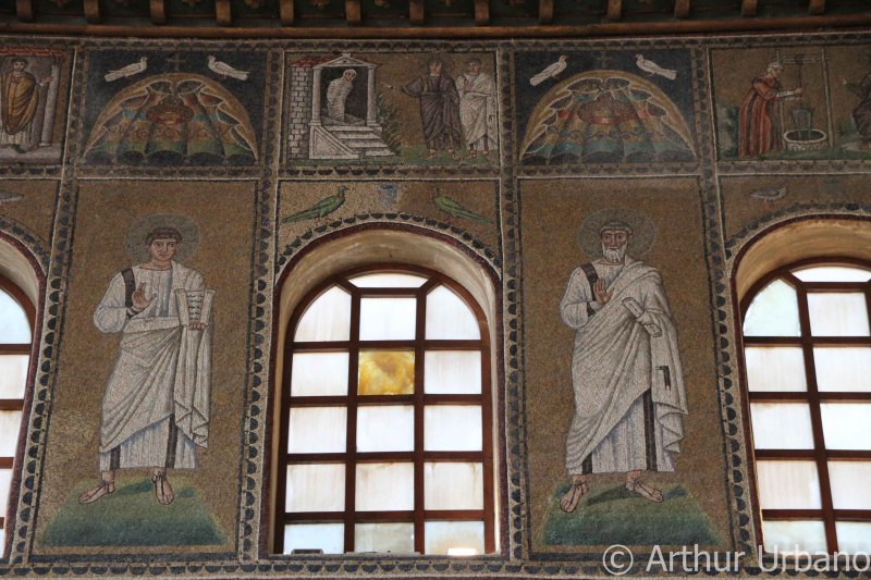 Parable of the Pharisee and Publican/ Raising of Lazarus/ Jesus and the Samaritan Woman/ Clerestory Register Male Figures, Sant'Apollinare Nuovo, Ravenna